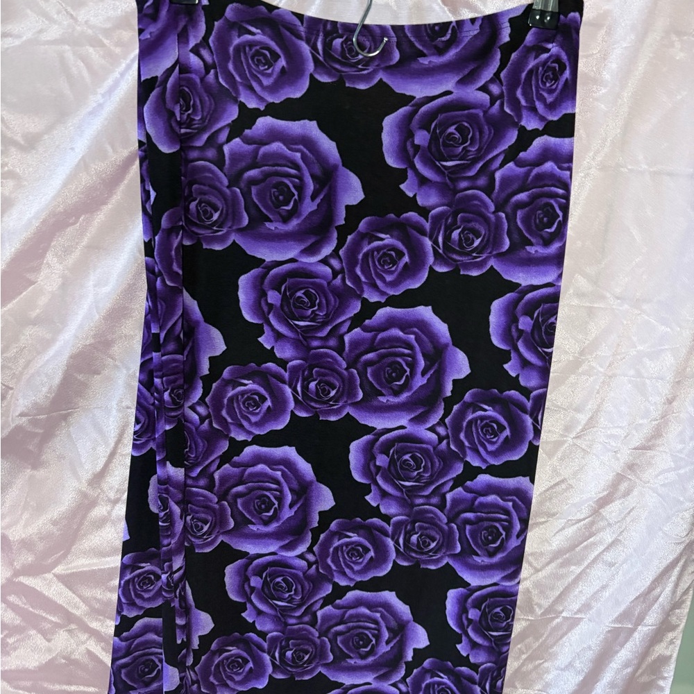 Purple Rose Patterned Skirt